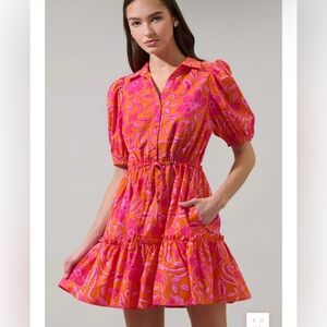 Sugarlips Rea Floral Stacie Button Down Mini Dress, 1X